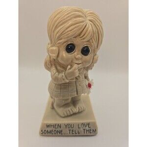 Figurine Big Eyed Girl Vintage 1973 Trophy When You Love Someone Tell Them